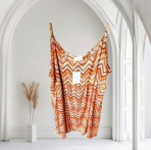 BELLINO Plus Size USA Women's Multi Color Chevron Sleeveless midi Dress